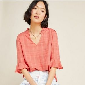 Dolan V-neck Ruffle Blouse